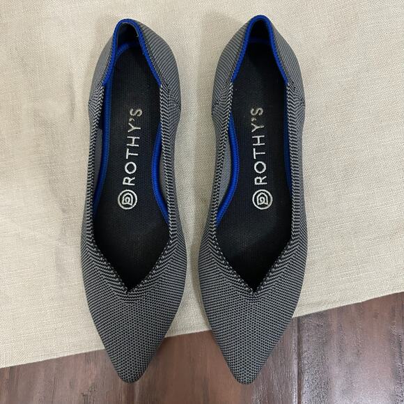 ROTHY'S The Point Birdseye Ballet Flats Gray Slip On Lightweight - Picture 2 of 10